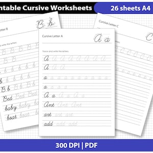 Printable Cursive Worksheets–26 Pages | For Middle School Kids and Up + Adults | *PDF File Only*
