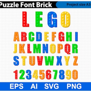 Puzzle Font Brick Font Svg Bricks Svg Letters for Cricut SVG, Leg Font Toys Brick Letter Svg Png Eps AI