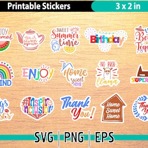 Boho Motivational Quotes SVG PNG Bundle, Printable Stickers, Positive Affirmations, Self-Care, Mental Health Quotes, Inspirational Designs