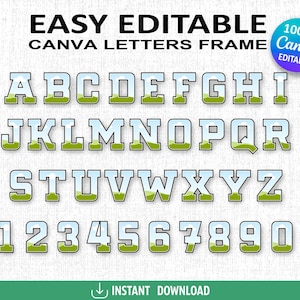 Canva Alphabet Frame Template, Letters Template, Numbers Template, Canva Frame Template, Editable Canva Template