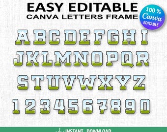 Canva Alphabet Frame Template, Letters Template, Numbers Template, Canva Frame Template, Editable Canva Template