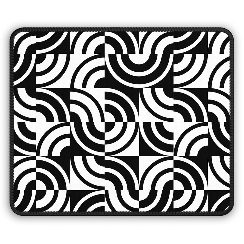 Gaming Mouse Pad. Black and white geometric gaming mouse pad with bold, symmetrical patterns, perfect for minimalist setups. image 2