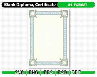 Blank Diploma, Certificate, Blank Certificate, Award Frame, Frame, Border, Printable, Digital, Vector Clipart, Diploma, clipart