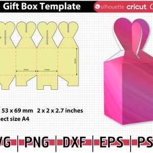 Heart box, SVG gift box template, DXF box, packaging box SVG, box vector, for cutting machine, instant download now, digital file