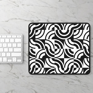 Gaming Mouse Pad. Black and white geometric gaming mouse pad with bold, symmetrical patterns, perfect for minimalist setups. image 1