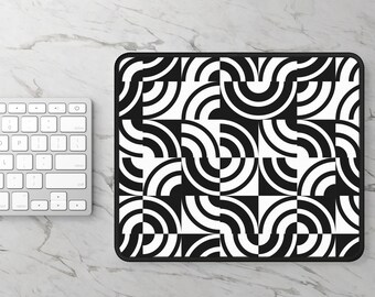 Gaming Mouse Pad. Black and white geometric gaming mouse pad with bold, symmetrical patterns, perfect for   minimalist setups.