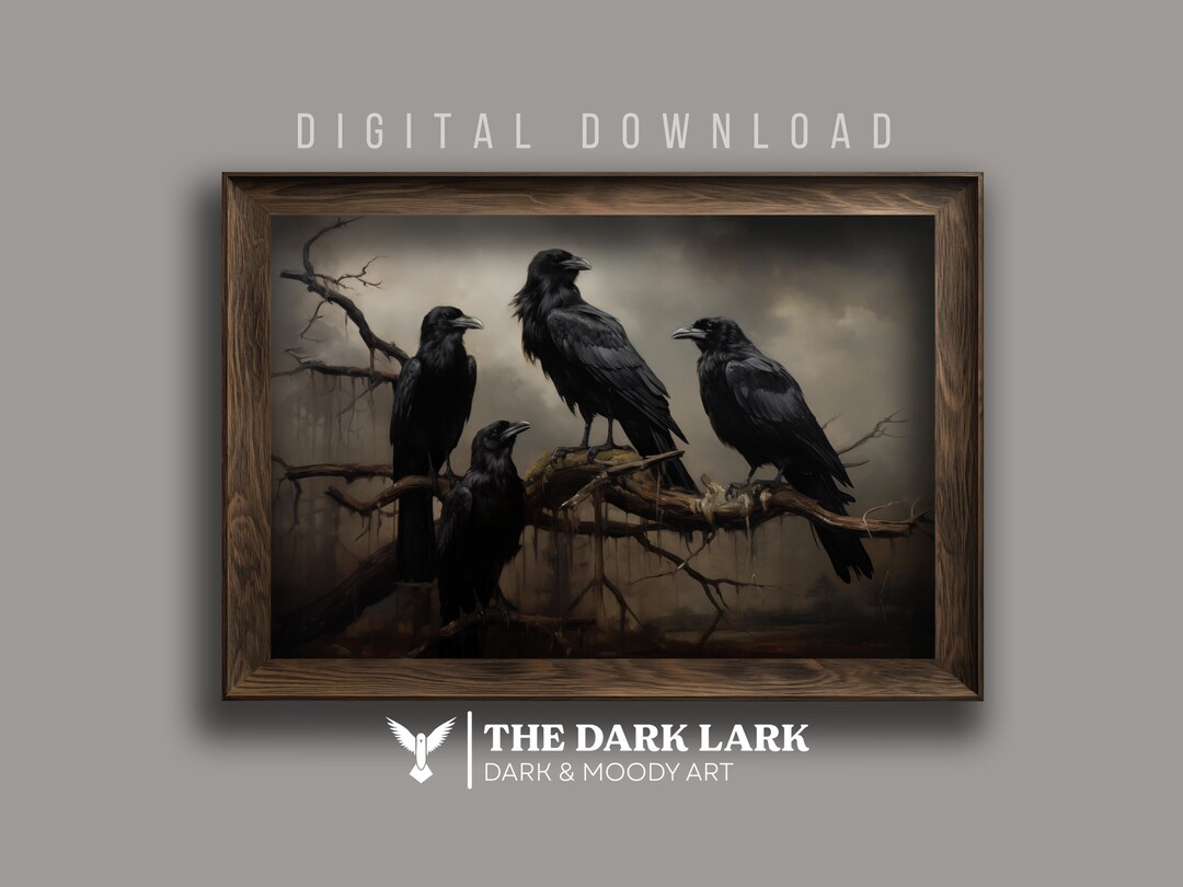Dark and Moody Wall Art PRINTABLE Crow Digital Download Print Raven Art ...