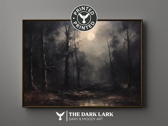 Dark Forest Moody Home Decor PRINTED Wall Art Maximalist Moody Art Forestcore Printed Design Cottagecore Dark Art Raven Statement Piece