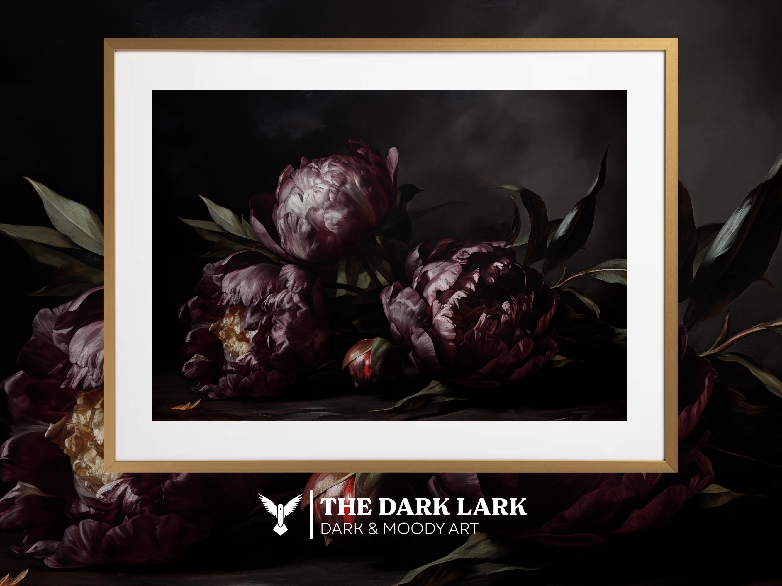 Moody Bedroom Dark Floral Art Print Moody Nursery Botanical Digital ...