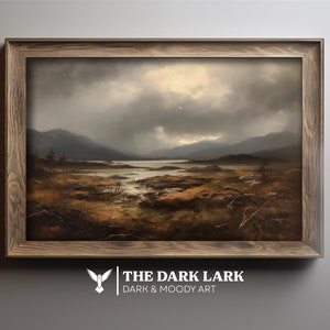 Lake Inlet Oil Painting PRINTABLE Digital Download Wall Art, Dark, Moody, Rustic, Rustic Vintage Style , Lake, Waters Edge, Marsh, Inlet