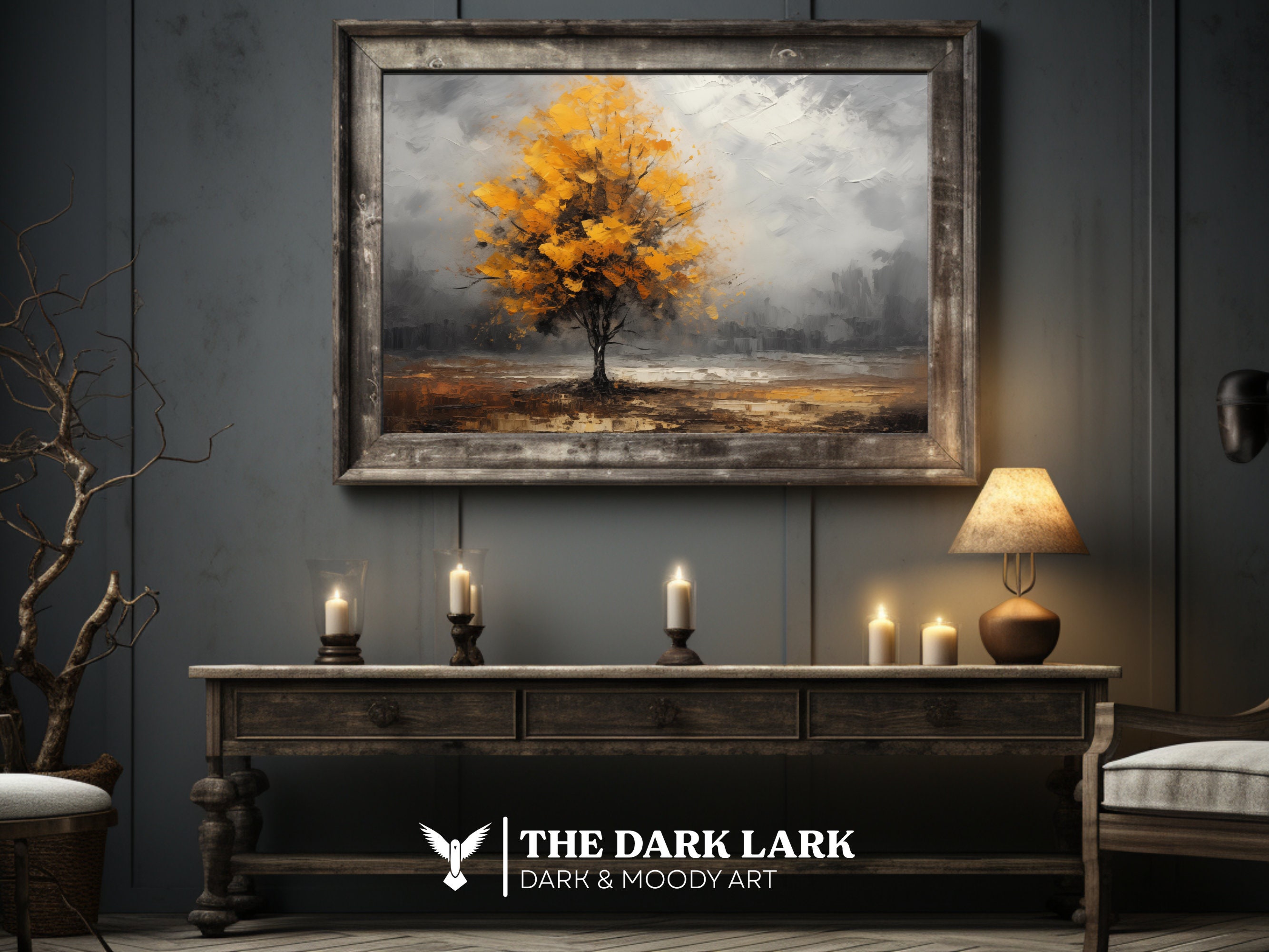 Forrestcore Golden Autumn Tree PRINTABLE Digital Download Wall Art Dark Moody ...