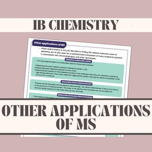 May include: A colorful infographic explaining the other applications of mass spectrometry (MS) in chemistry. The infographic includes the headings "Relative molecular mass", "Accurate mass measurement", and "Molecular formulae determination".