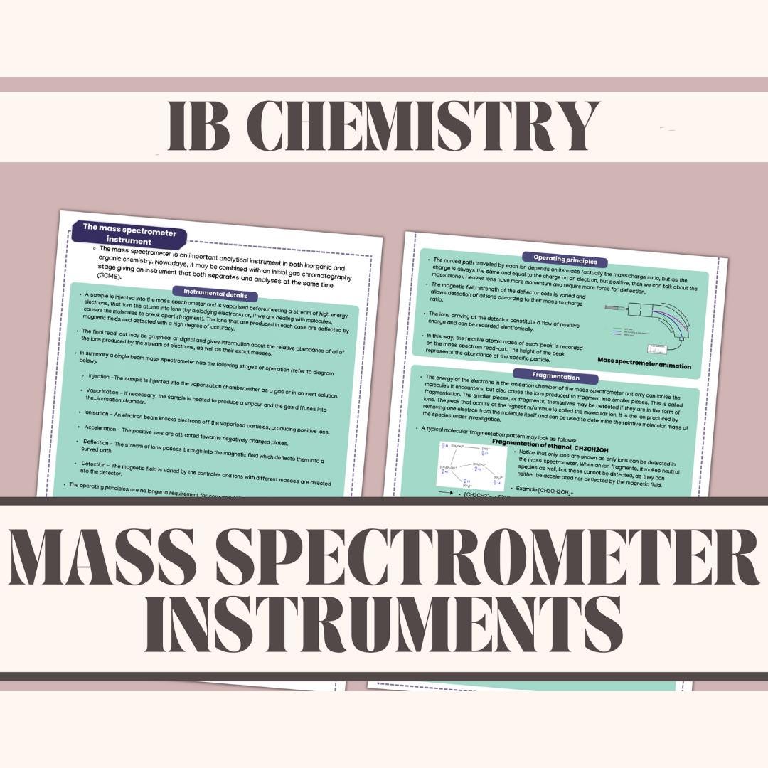 IB Chemistry Notes | Mass Spectrometer Instruments - Etsy