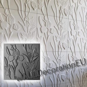 Set ANY Plastic molds for wall 3D panel for plaster (gypsum) or concrete - tile for decorative wall diy plaster panels &quot;Irises&quot;