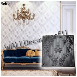 Plastic mold for wall 3D panel for plaster (gypsum) or concrete - tile for decorative wall diy plaster panels &quot;Retro&quot;