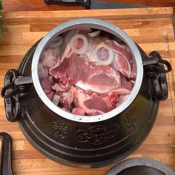 Kazán afgano tradicional: olla a presión de aluminio fundido para pilaf y cocina al aire libre