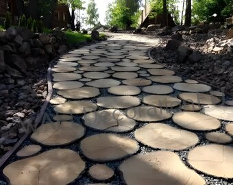 Cut a tree SET - plastic mold for concrete paving slabs, Stone pattern,Concrete garden stepping stone, Path Yard, garden walkway