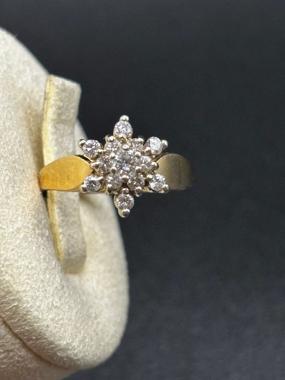 Vintage diamond cluster ring in 14k yellow gold
