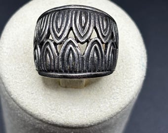 Anillo vintage de banda ancha para puros en plata de ley