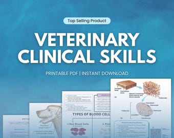 Note della guida allo studio delle competenze cliniche veterinarie / Studenti veterinari / Infermiere veterinario / Medici veterinari / Download immediato del PDF / Ospedale