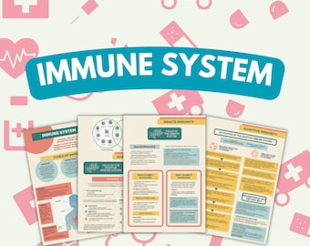 8 Pages Immune System Study Notes | Nursing School | Anatomy and Physiology Guide | Digital File | Lecture Notes | Complete Guide