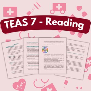 Sekcja czytelnicza - egzamin TEAS 7 | Szkoła pielęgniarska | Pre Med | Plakaty z przewodnikami do nauki | Notatki z wykładów | Przewodnik TEAS 7 | Przegląd TEAS