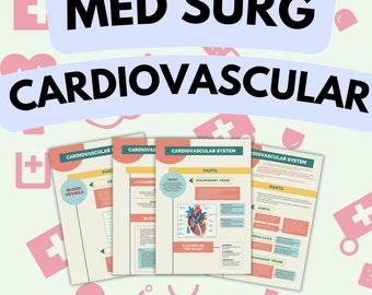 11 Pages Cardiovascular System - Med Surgery Study Notes , Doctor Lecture , Nurse in the Making , Medicine , Practitioner , College Student