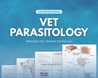 Pacchetto di appunti di parassitologia veterinaria, lezioni di medicina veterinaria, medico veterinario per animali domestici, studenti universitari di veterinaria, cura degli animali, revisore veterinario