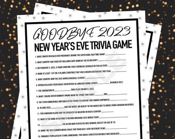 New Years Eve Trivia Game Printable | Goodbye 2023, Hello 2024! | New Years Quiz Test Your Knowledge