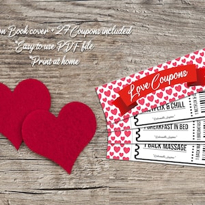 Lindo libro de cupones de amor - Cupones de amor imprimibles - Regalo para ella / Regalo de San Valentín para él - Regalo de aniversario imprimible de novia novio