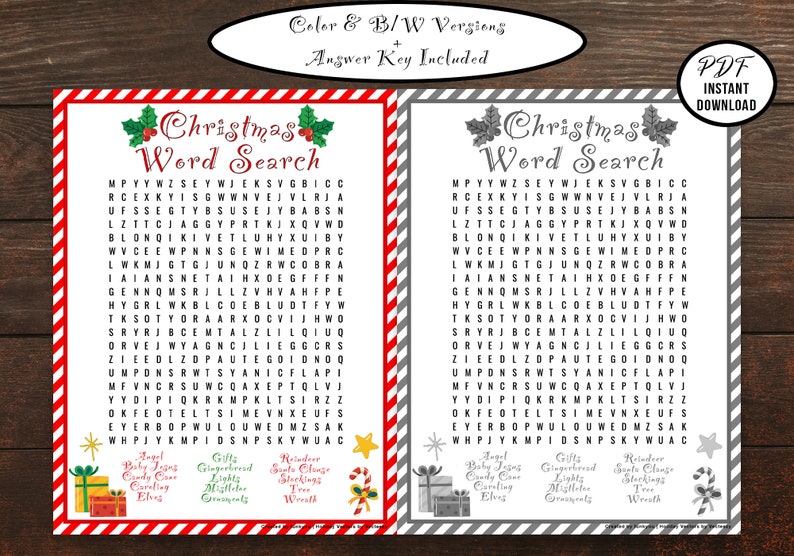 Christmas Word Search for Kids or Adults | Printable Word Search ...