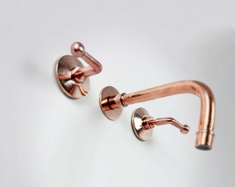 Grifo de pared de cobre: Grifería de lavabo de baño de latón macizo
