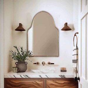Arch Brass Mirror - Handmade Antiqued Brass Wall Mirror