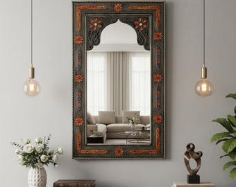 Miroir décoratif avec cadre - Miroir rectangulaire arqué pour vanité