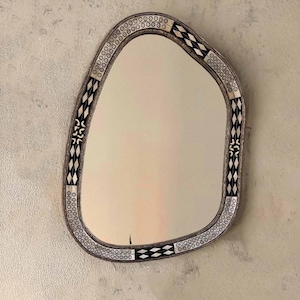 Asymmetrical Mirror - Irregular Bone Inlay Mirror