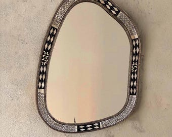 Asymmetrical Mirror - Irregular Bone Inlay Mirror