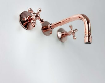 Grifo de pared de cobre: Grifería de lavabo de baño de latón macizo
