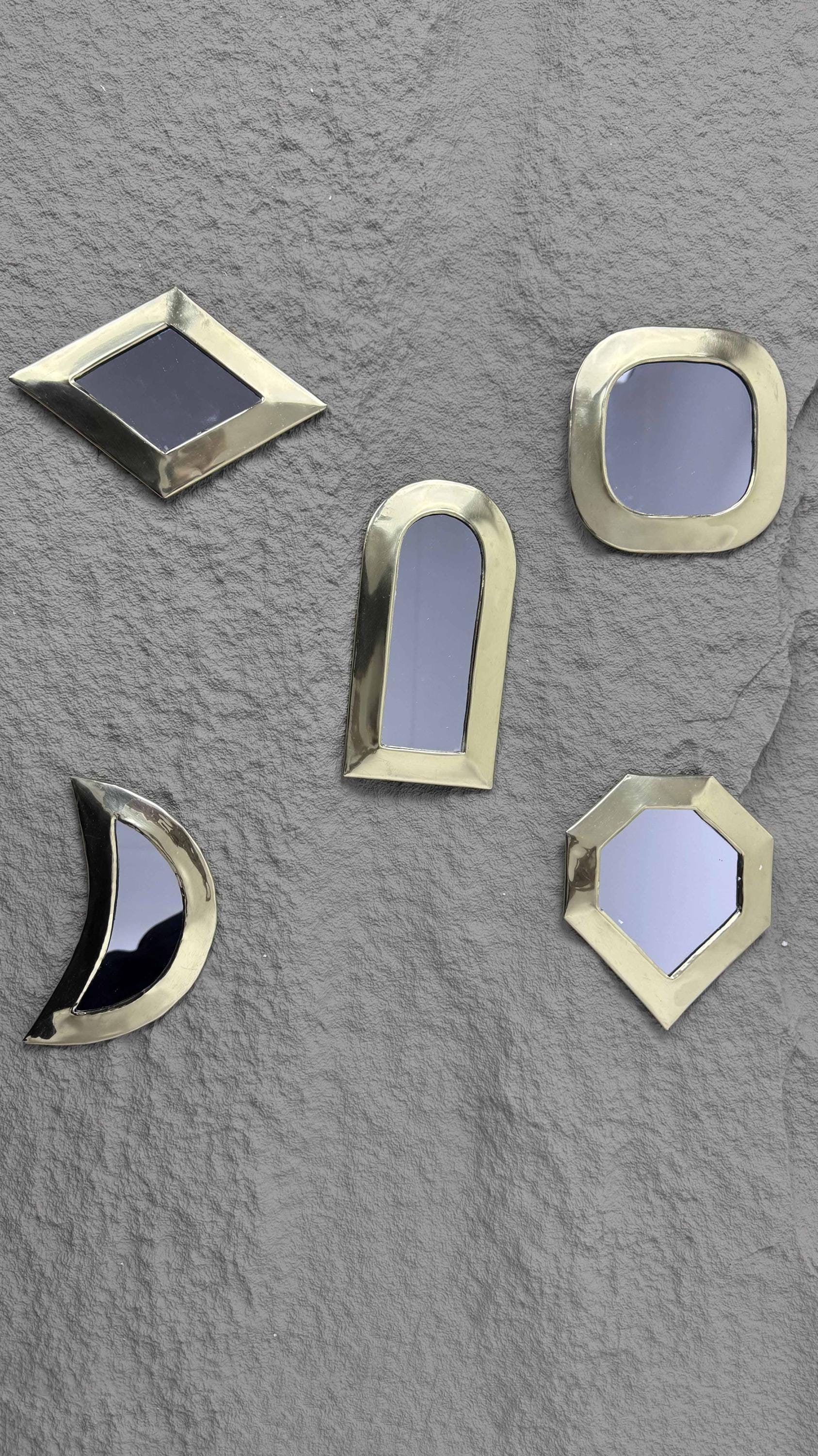Small Decorative Mirror - Set of 5 Brass Wall Mirrors - Etsy