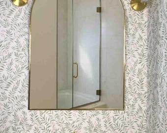 Miroir arqué en laiton : miroir de meuble-lavabo ou de salle de bain non laqué
