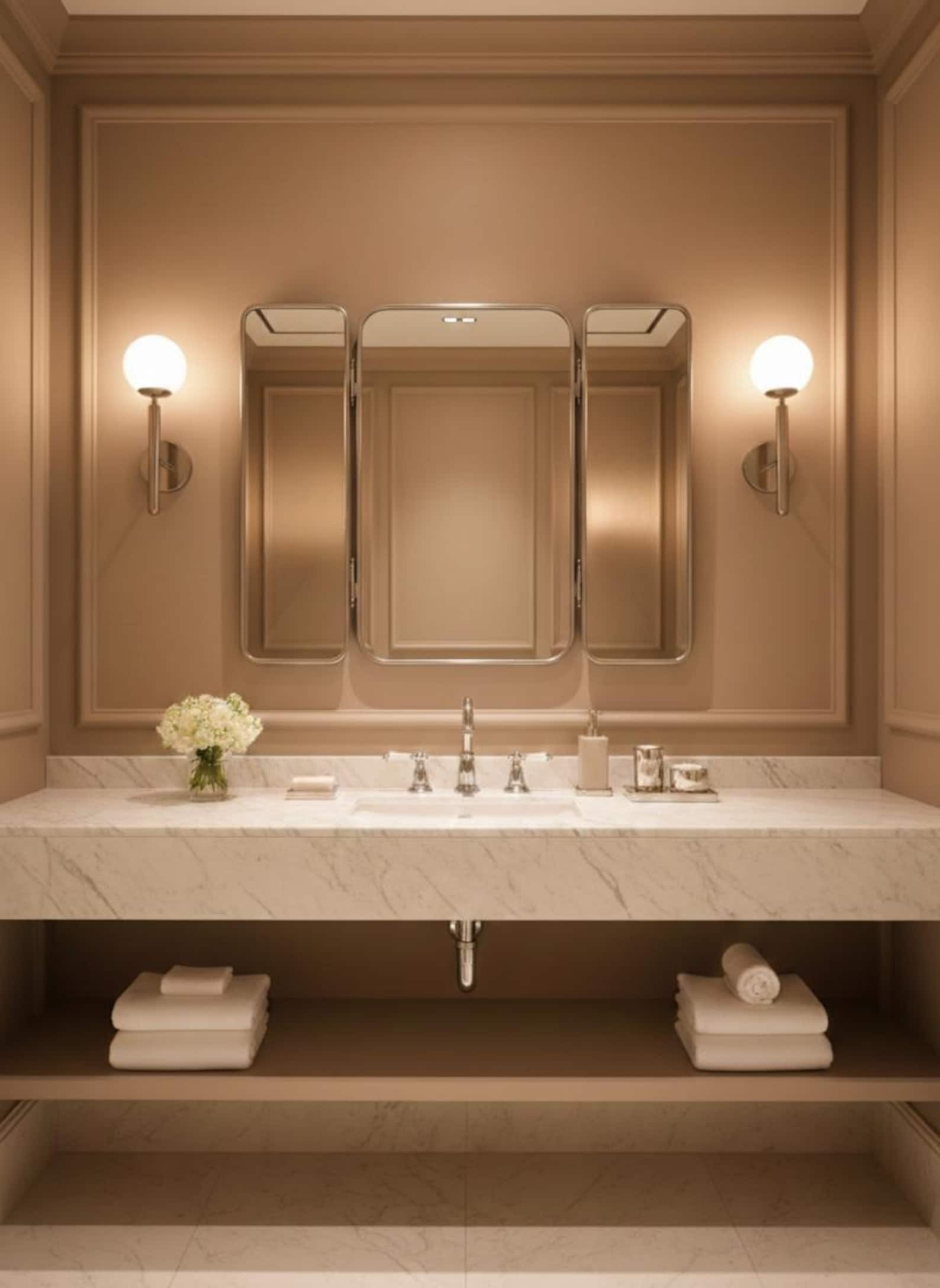 Tri Fold Brass Bathroom Mirror – Three Panel Triptych Vanity Mirror - Etsy