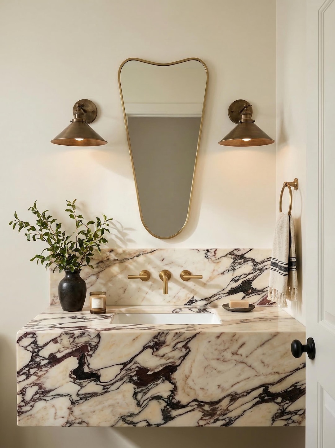 Curved Brass Mirror – Vanity Bathroom Wall Mirror - Etsy