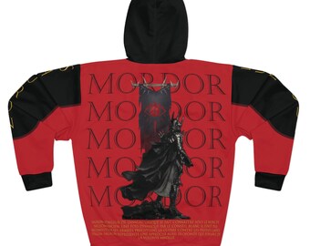 Hooded Sweatshirt, Unisex Pullover Hoodie (AOP), Sauron, the One, Mordor