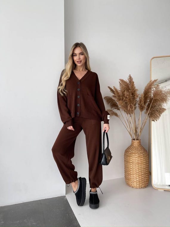Cozy Knit Two-piece Set for Women, Loose-fit Sweater and Palazzo
