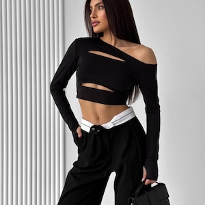 Corset Top Crop Top Halter Top Leather Leather Bra  Leather Corset Leather Belt Tank Top