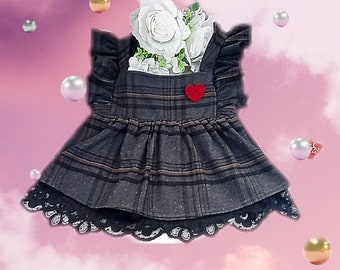 very cute girl's dress with ruffle sleeves, stamp fabric, gray heart dress