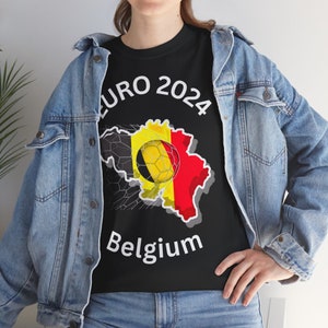 T-shirt unisexe en coton épais femmes hommes championnat de belgique euro 2024 équipe belge de football image 8