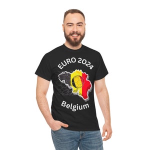 T-shirt unisexe en coton épais femmes hommes championnat de belgique euro 2024 équipe belge de football image 7