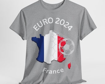 Unisex zwaar katoenen T-shirt dames heren frankrijk kampioenschap euro 2024 frans team voetbal frankreich