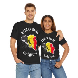 T-shirt unisexe en coton épais femmes hommes championnat de belgique euro 2024 équipe belge de football image 1