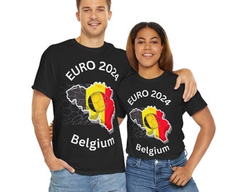 Unisex Heavy Cotton T-Shirt Damen Herren Belgien Championschip Euro 2024 belgische Mannschaft Fußball